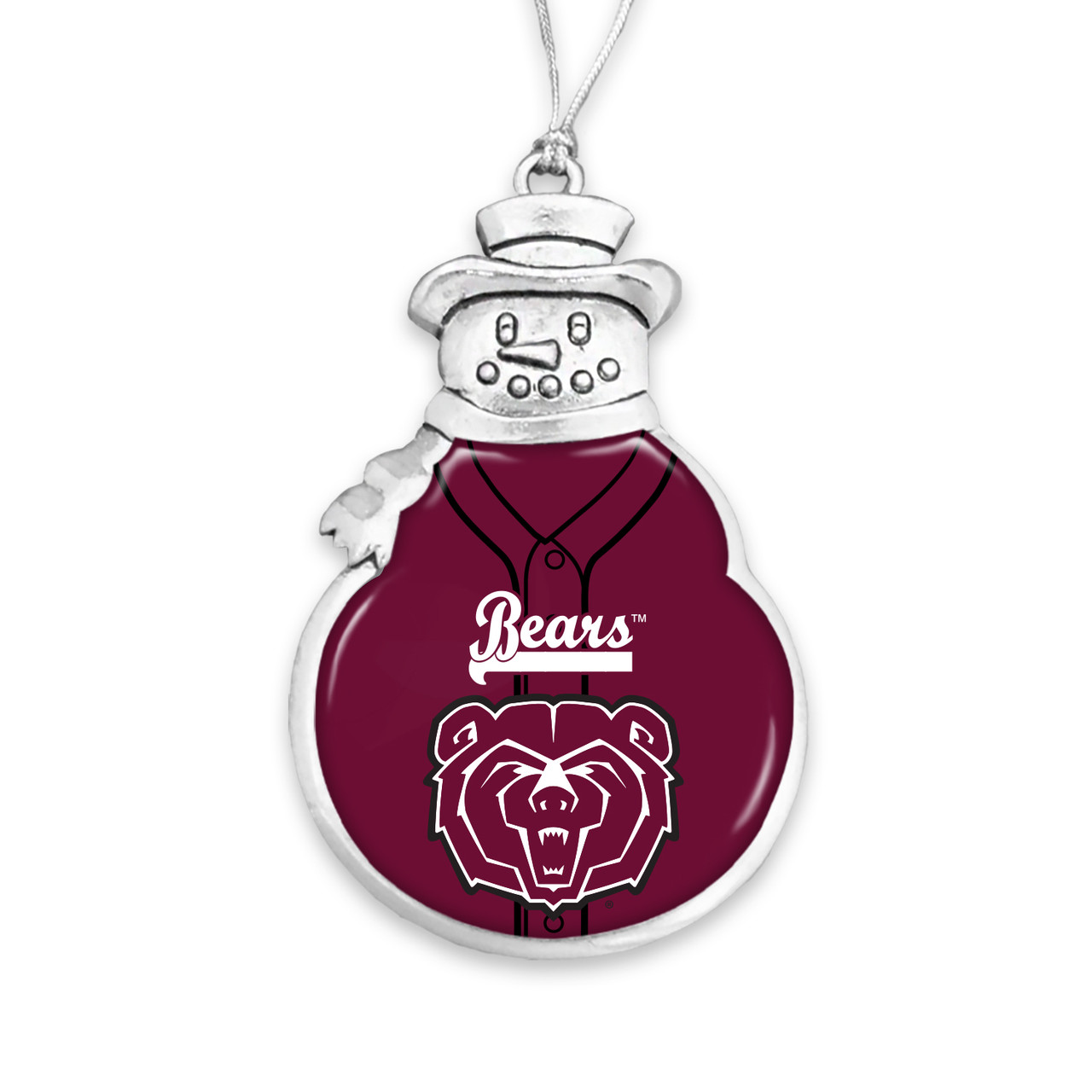 Missouri State Bears Christmas Ornament- Snowman with Baseball Jersey