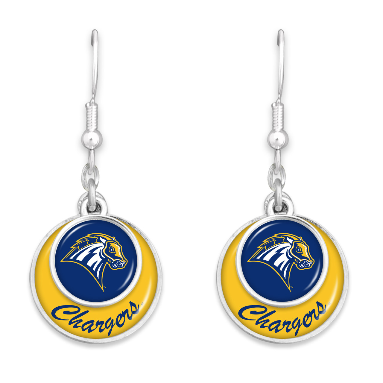 New Haven Chargers Earrings-  Stacked Disk