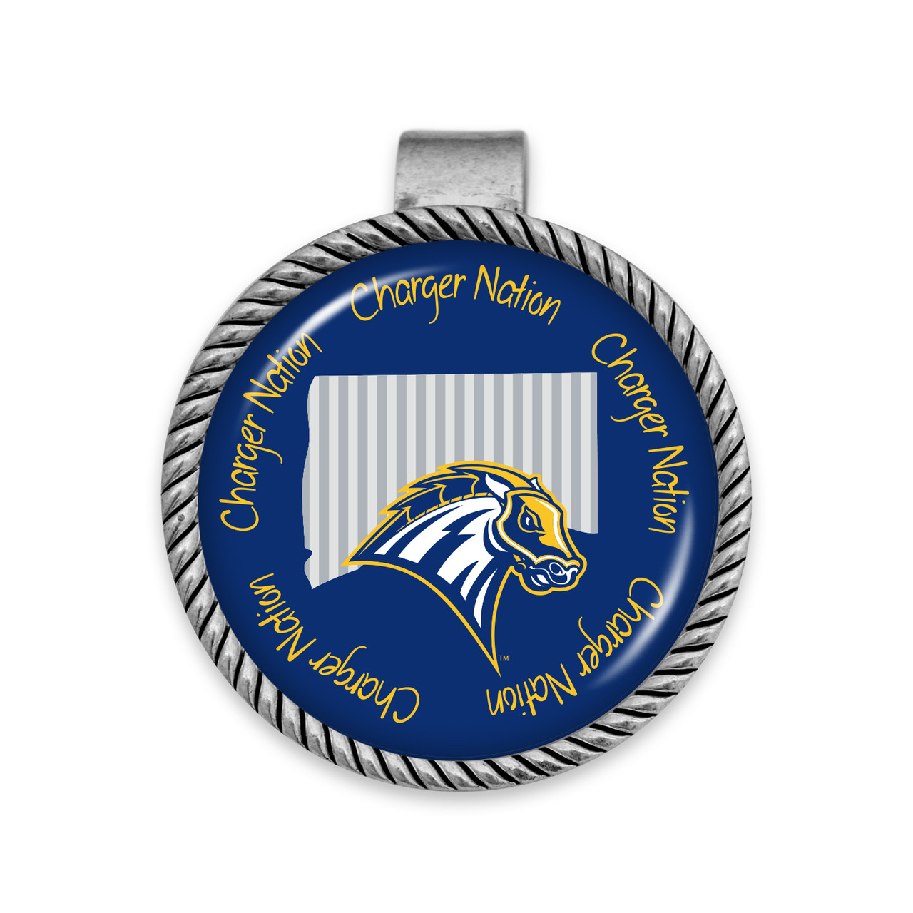 New Haven Chargers Visor Clip- Striped State Background