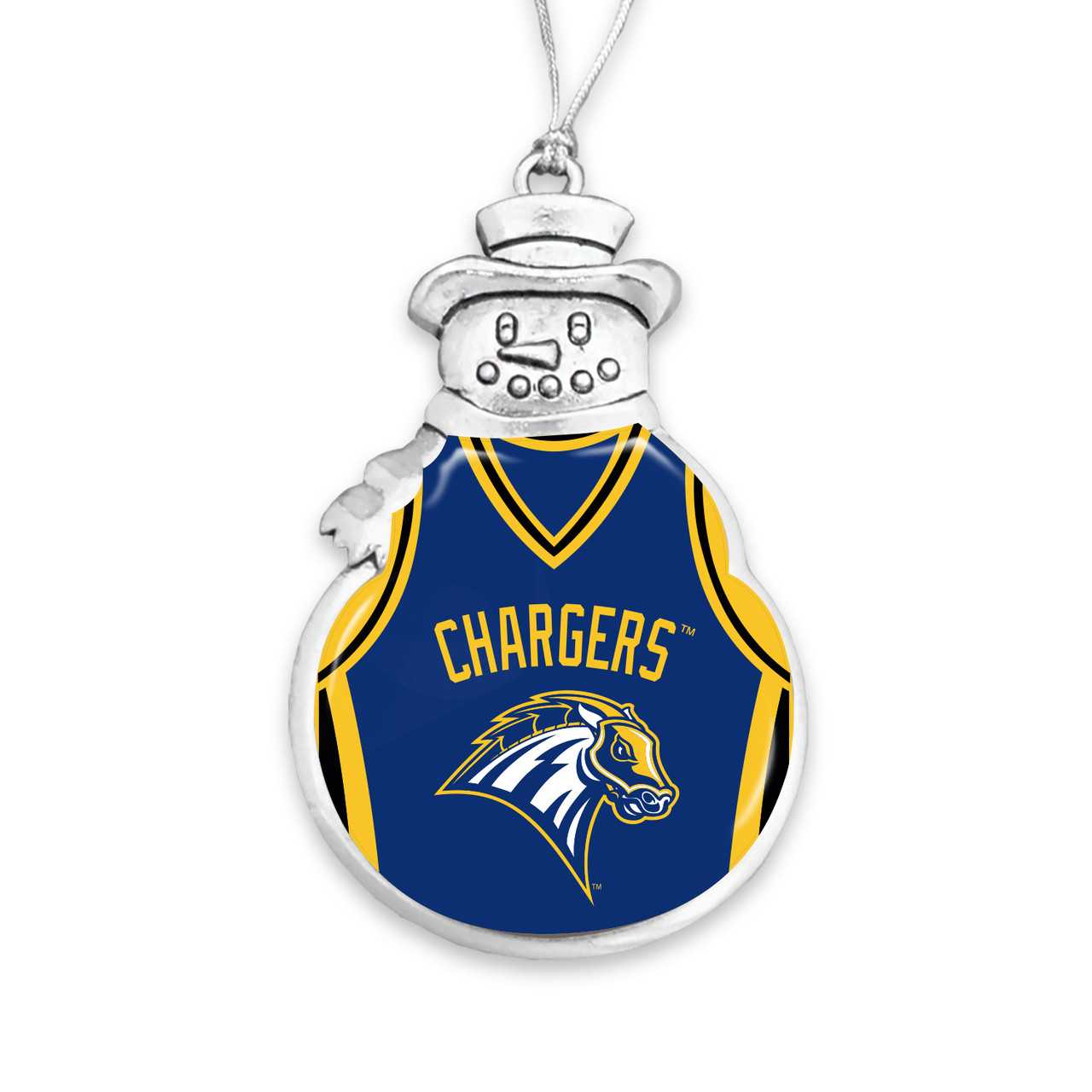 New Haven Chargers Christmas Ornament- Snowman with Basketball Jersey