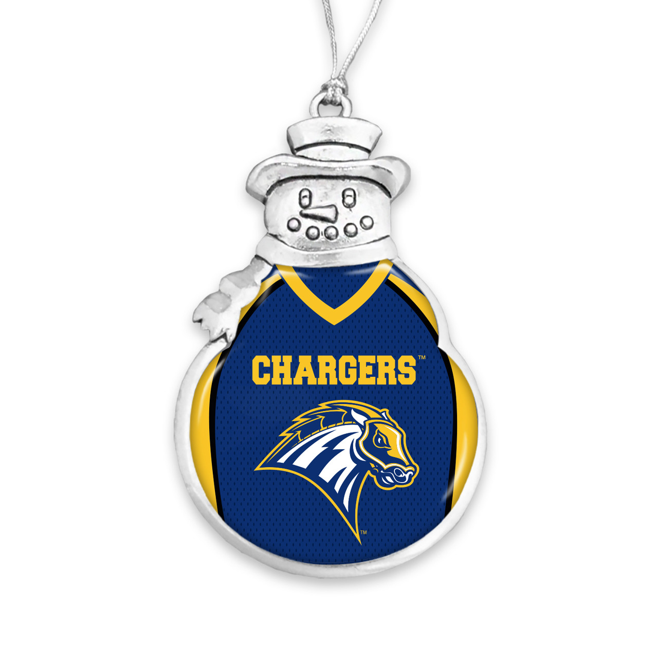New Haven Chargers Christmas Ornament- Snowman with Football Jersey