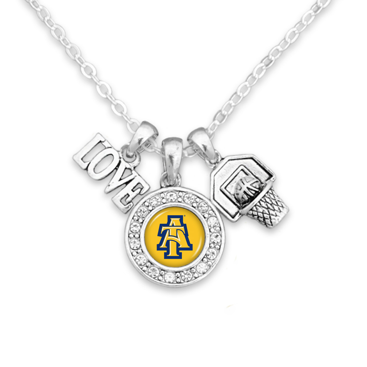 North Carolina A&T Aggies Necklace- Basketball, Love and Logo