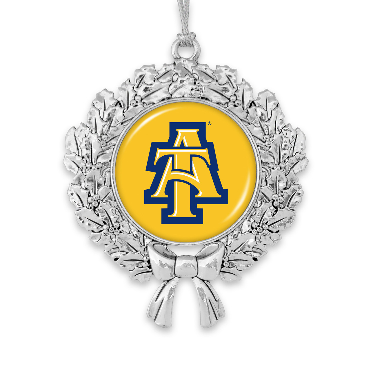 North Carolina A&T Aggies Christmas Ornament- Wreath with Team Logo