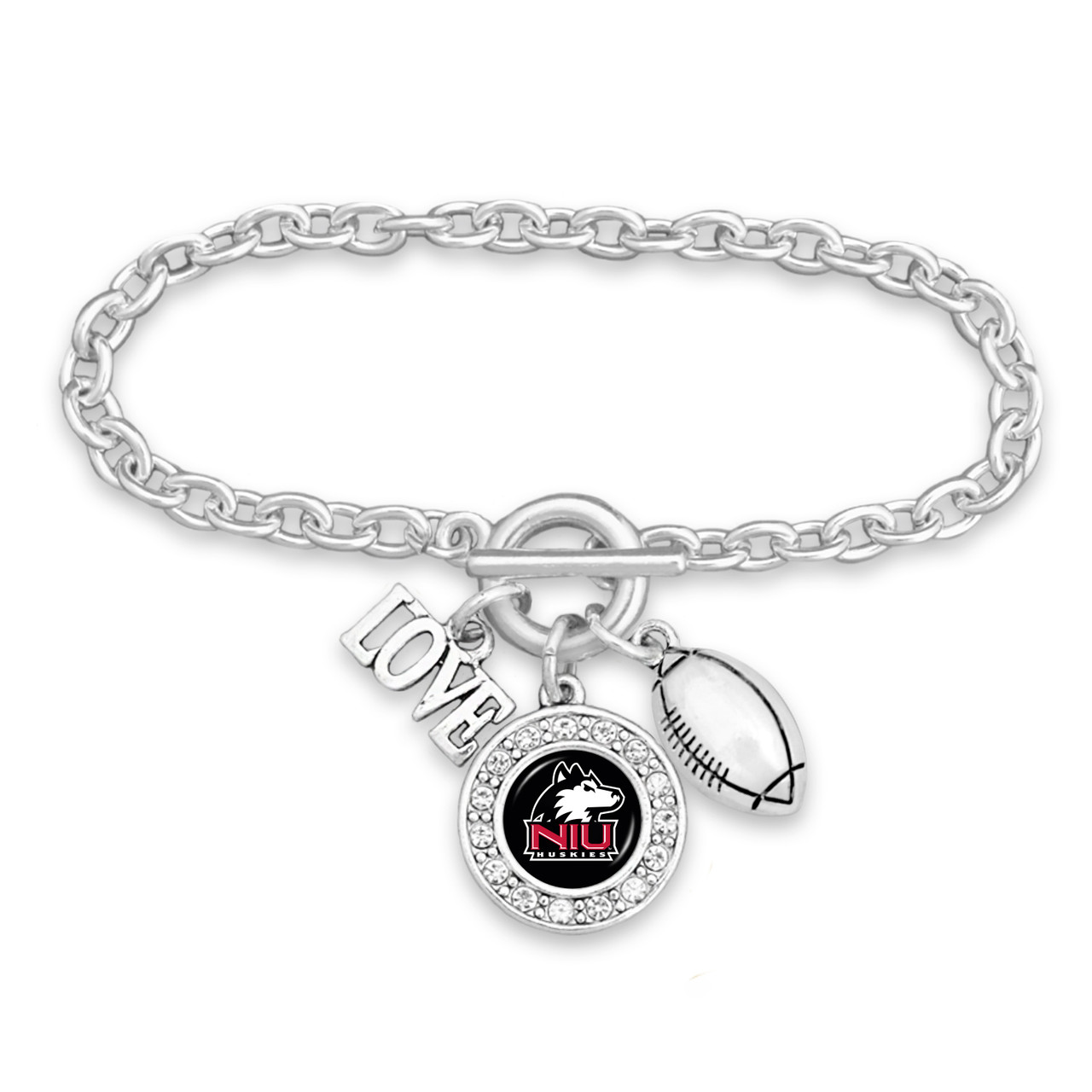 Northern Illinois Huskies Toggle Bracelet- Football, Love and Logo