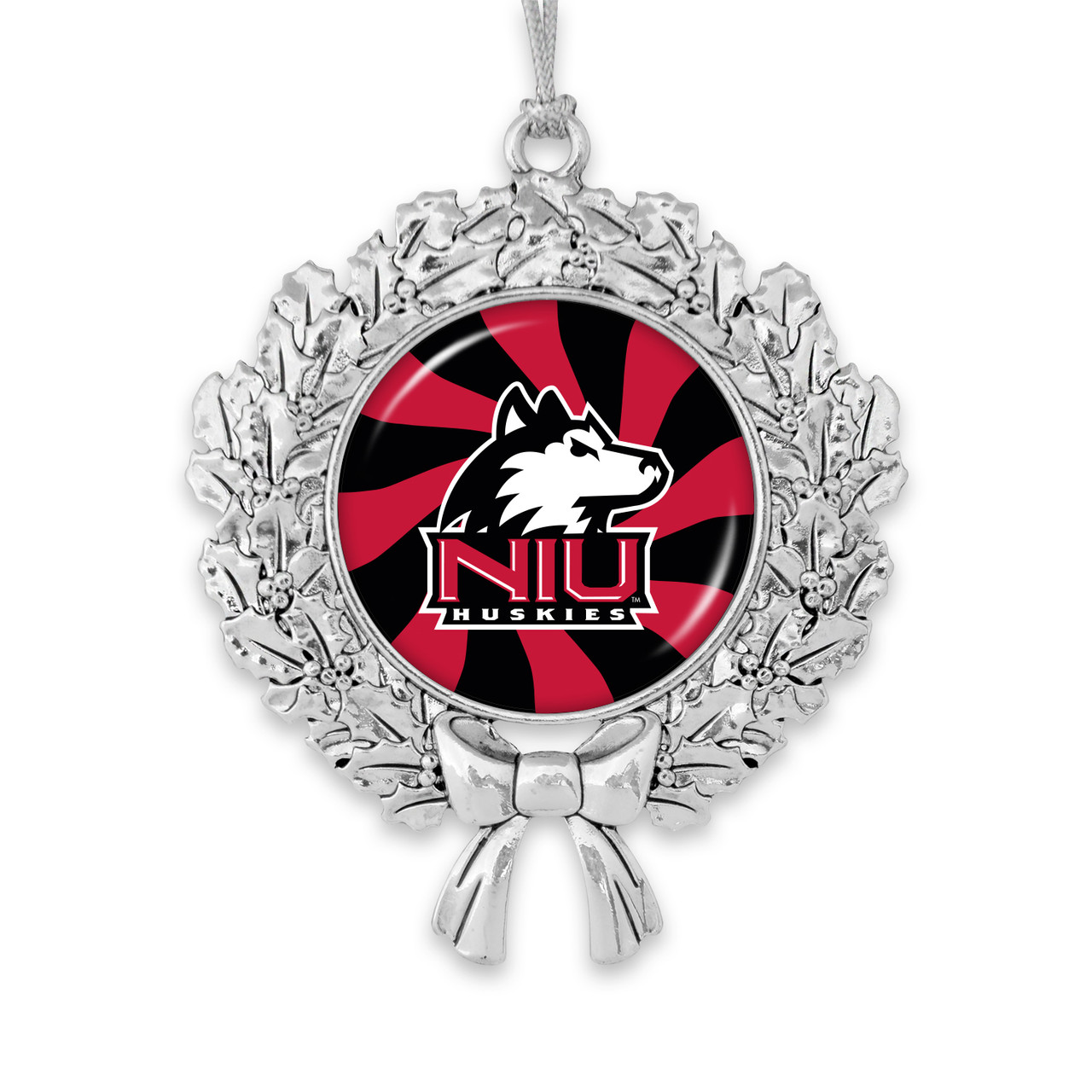 Northern Illinois Huskies Christmas Ornament- Peppermint Wreath with Team Logo