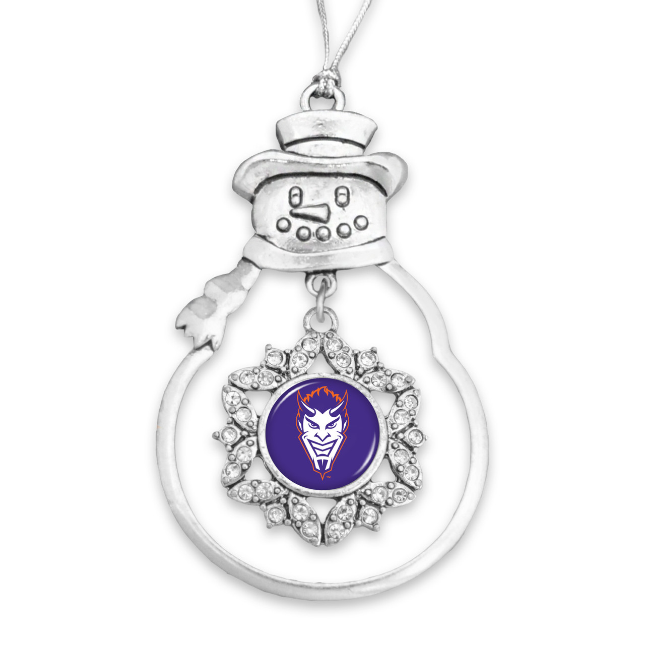 Northwestern State Demons Christmas Ornament- Snowman with Hanging Charm