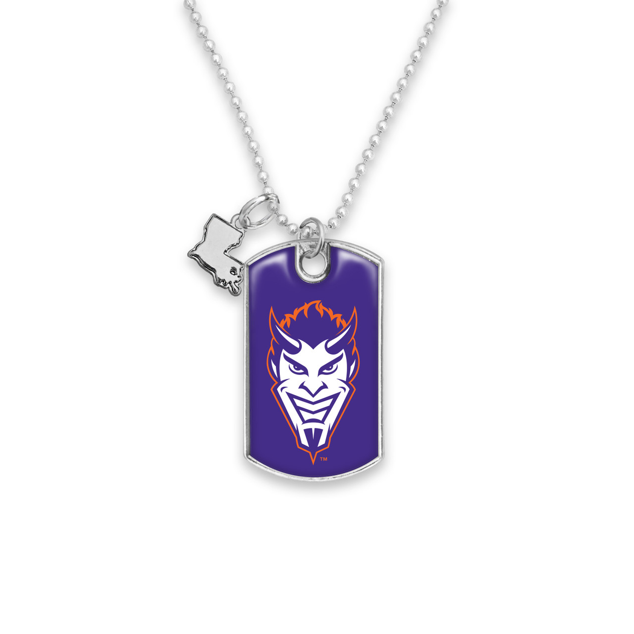 Northwestern State Demons Car Charm- Rear View Mirror Dog Tag with State Charm