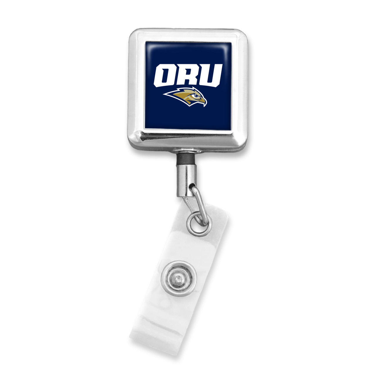 Oral Roberts Golden Eagles Badge Reel Alligator Clip- Square