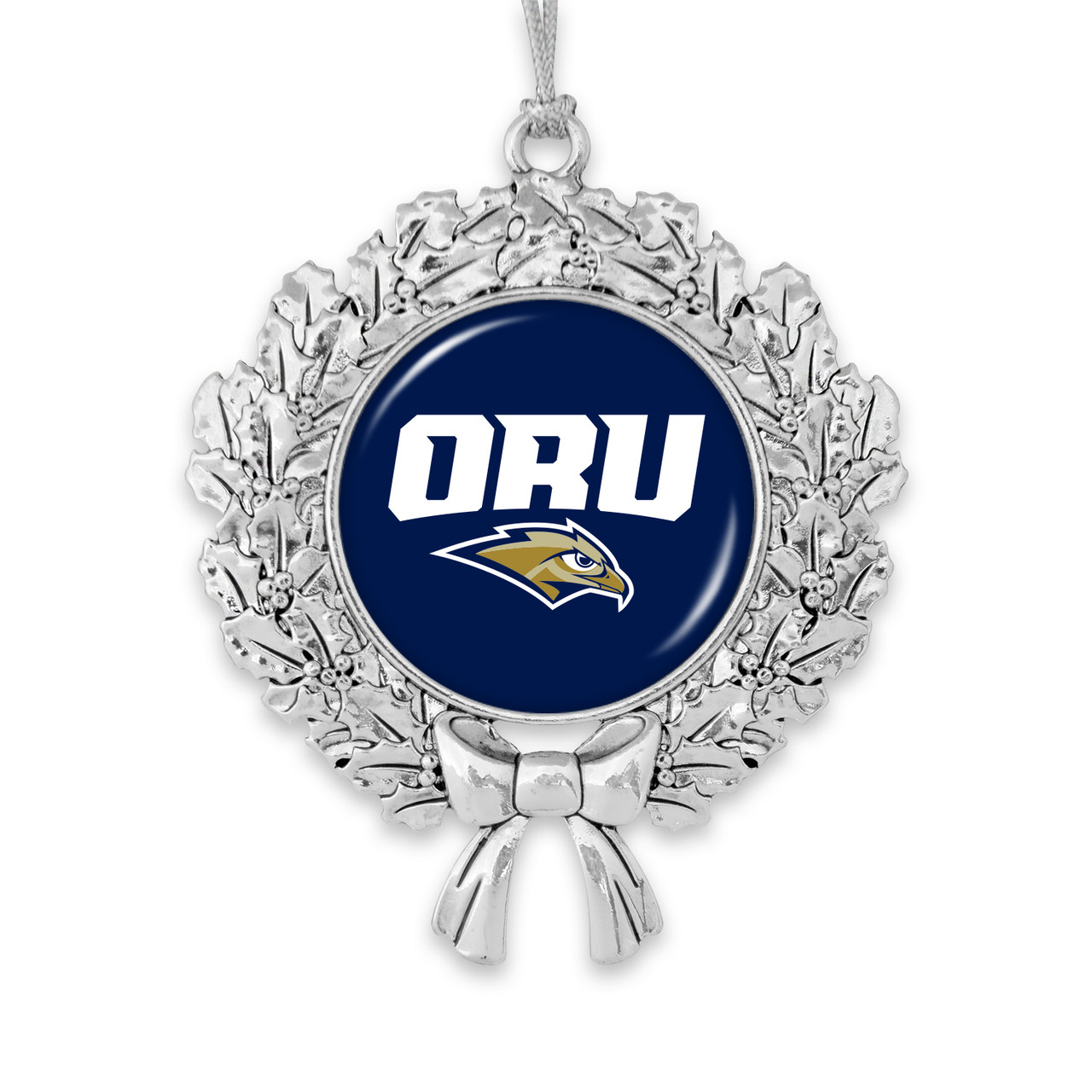 Oral Roberts Golden Eagles Christmas Ornament- Wreath with Team Logo
