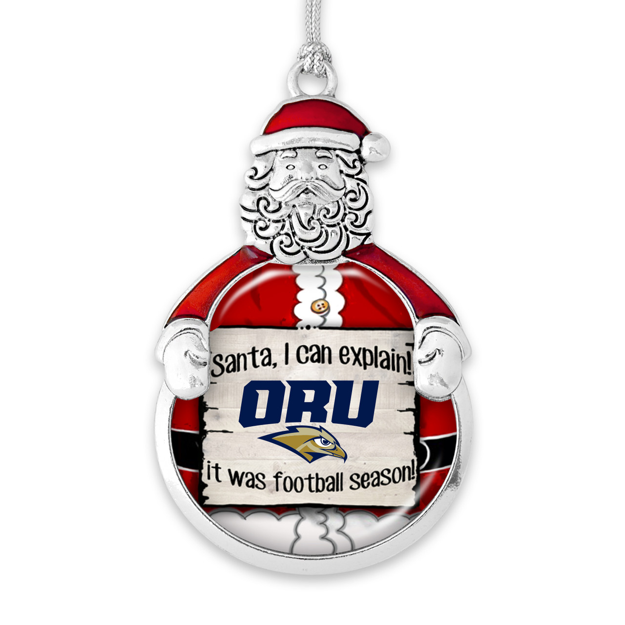 Oral Roberts Golden Eagles Christmas Ornament- Santa I Can Explain