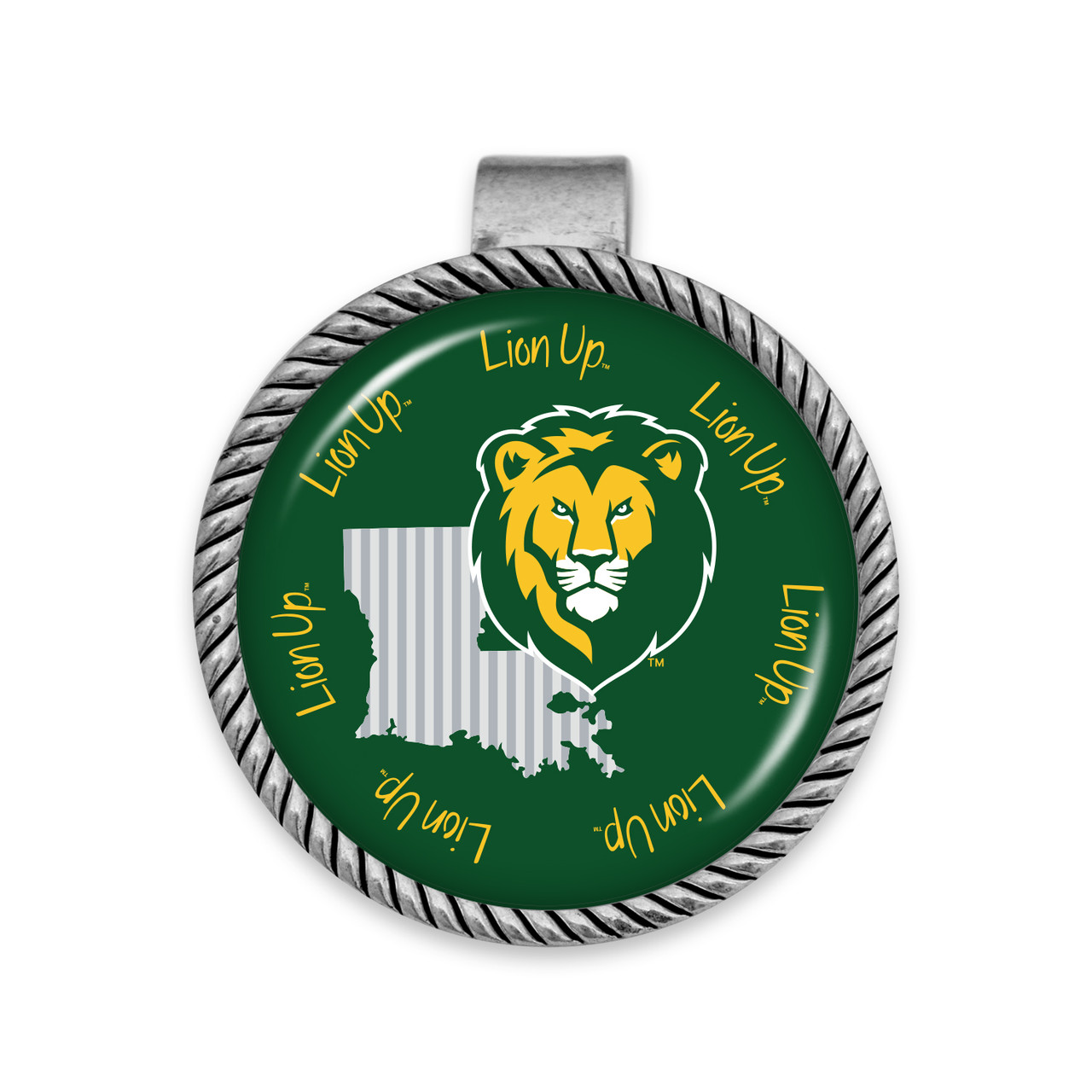 Southeastern Louisiana Lions Visor Clip- Striped State Background