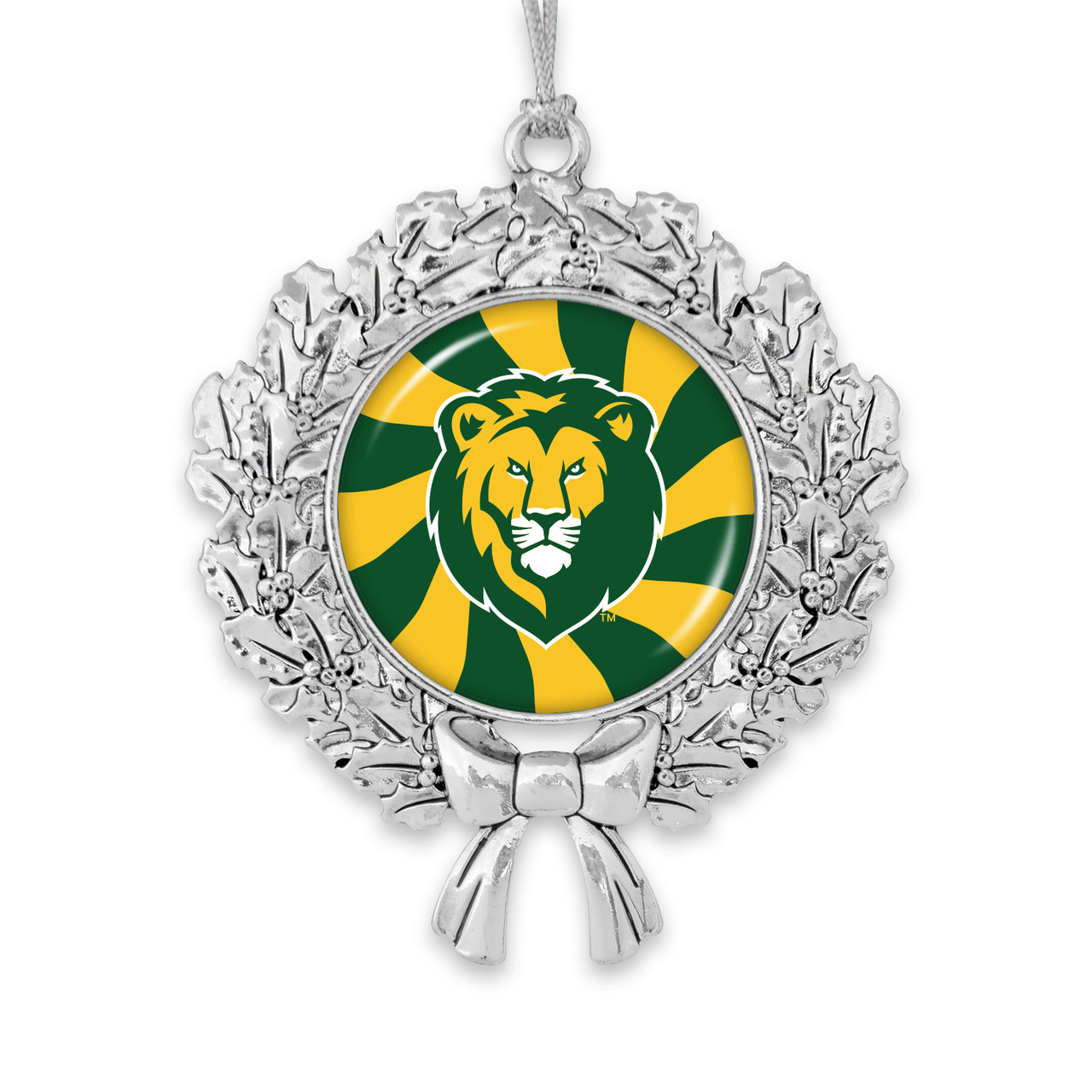 Southeastern Louisiana Lions Christmas Ornament- Peppermint Wreath with Team Logo