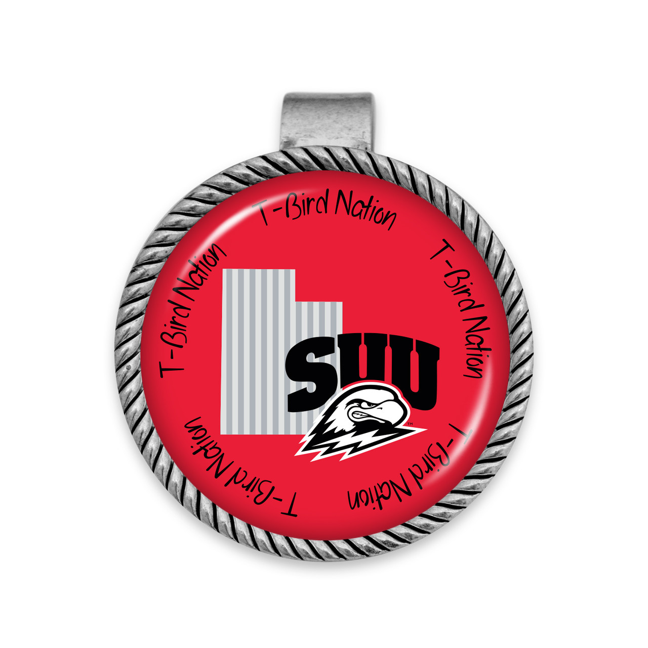 Southern Utah Thunderbirds Visor Clip- Striped State Background