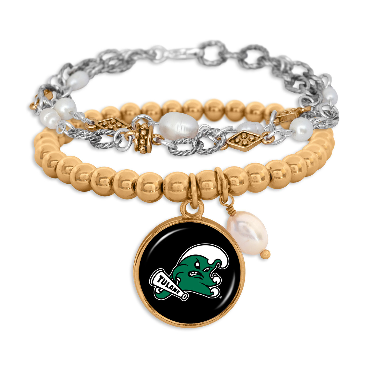 Tulane Green Wave - Diana Stack Bracelets