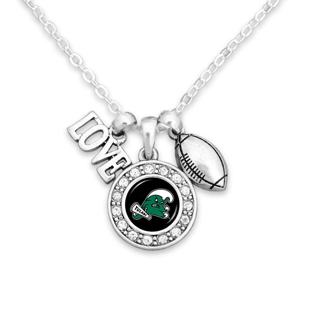 Tulane Green Wave Necklace- Football, Love and Logo