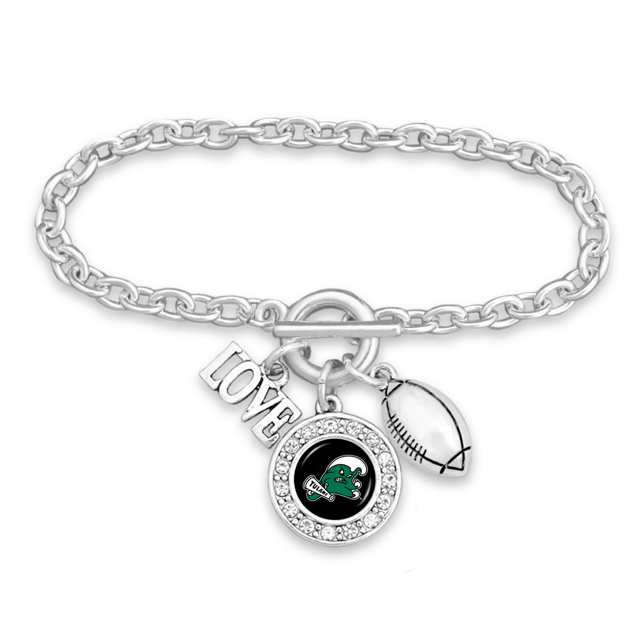 Tulane Green Wave Toggle Bracelet- Football, Love and Logo