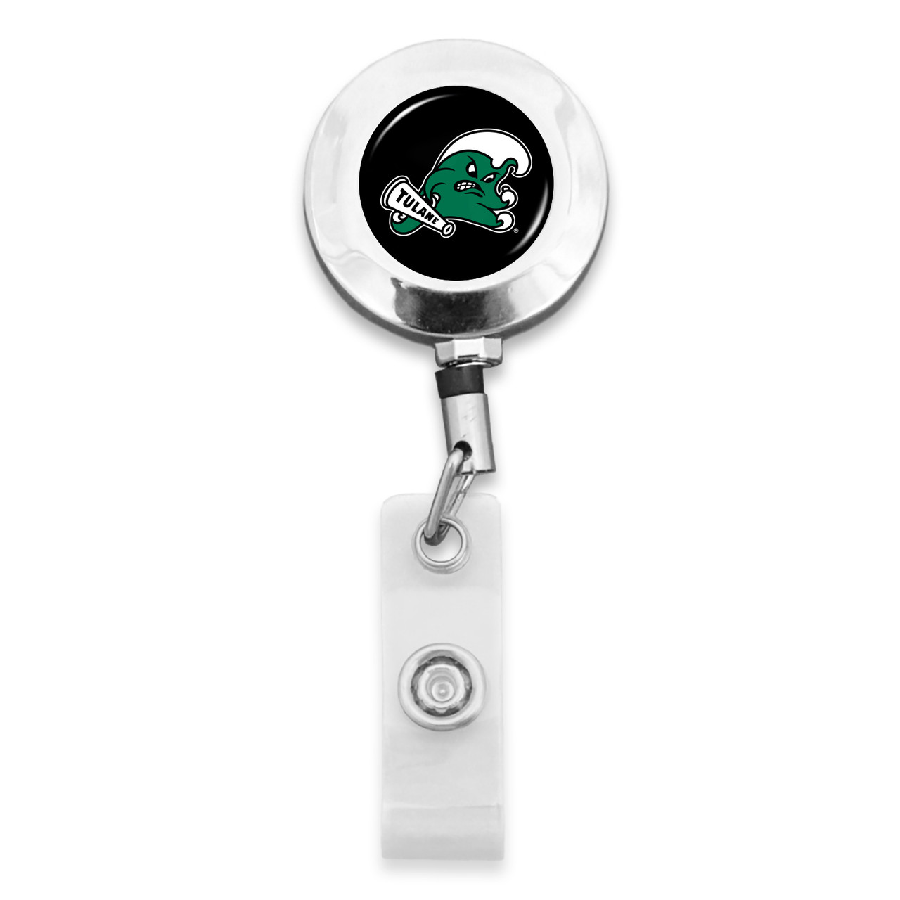 Tulane Green Wave Badge Reel Belt Clip- Round