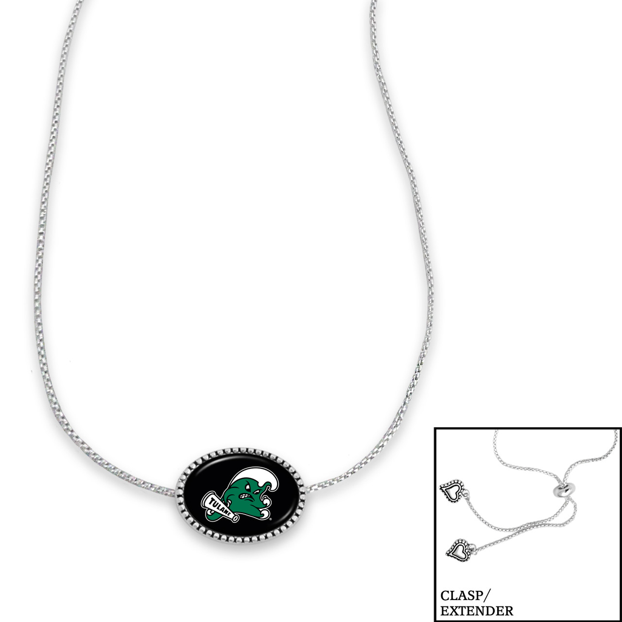 Tulane Green Wave Necklace- Kennedy (Adjustable Slider Bead)