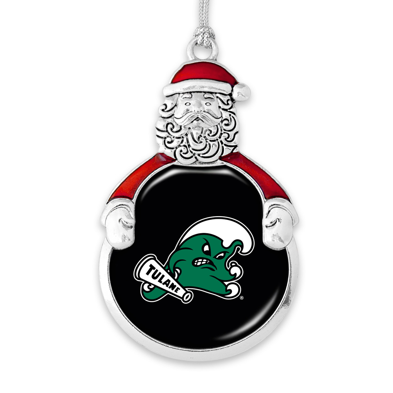 Tulane Green Wave Christmas Ornament- Santa with Team Logo