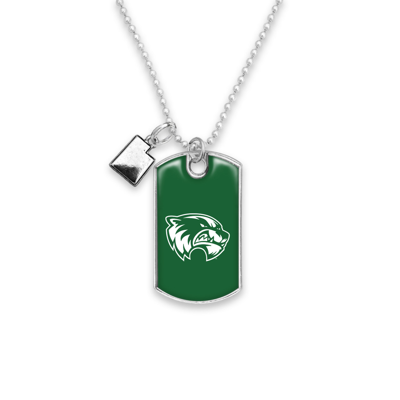 Utah Valley Wolverines Car Charm- Rear View Mirror Dog Tag with State Charm