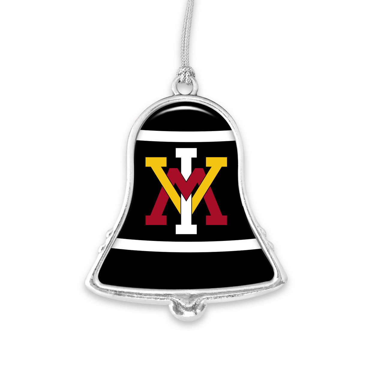 Virginia Military Keydets Christmas Ornament- Bell with Team Logo Stripes