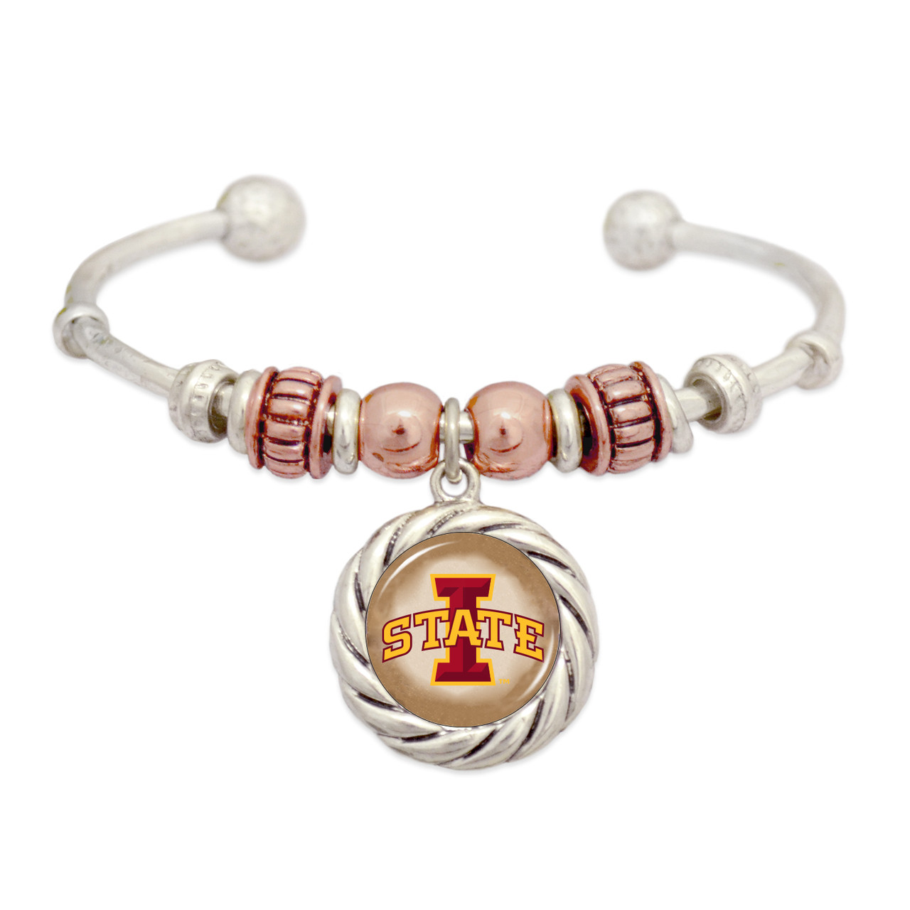 Bobbie Beaded Rose Gold Dome Cuff College Bracelet