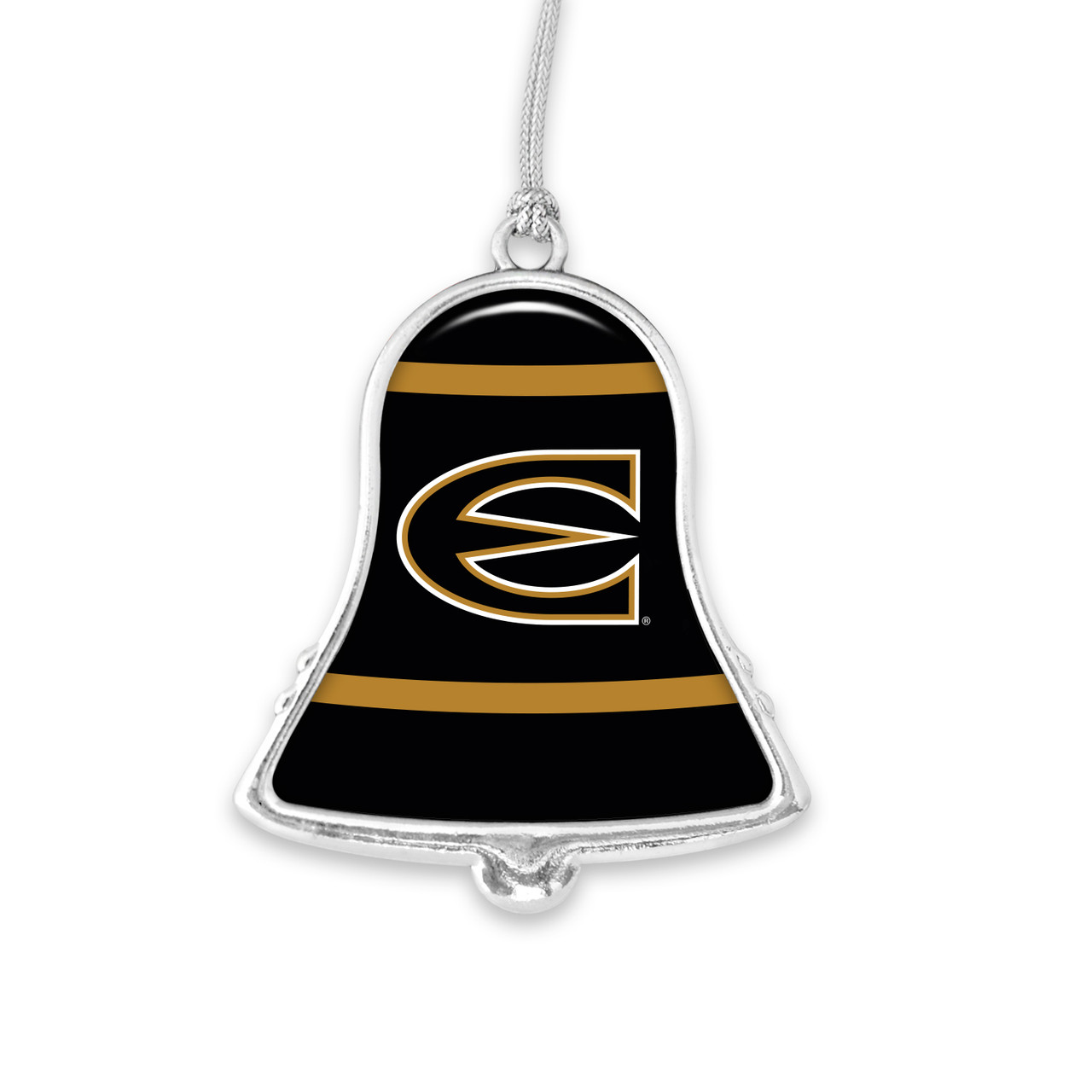 Emporia State Hornets Christmas Ornament- Bell with Team Logo Stripes