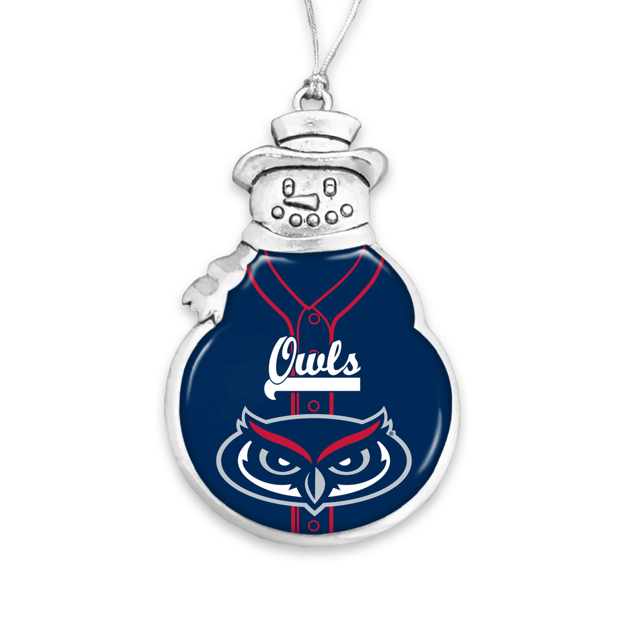 Florida Atlantic Owls Christmas Ornament- Snowman with Baseball Jersey