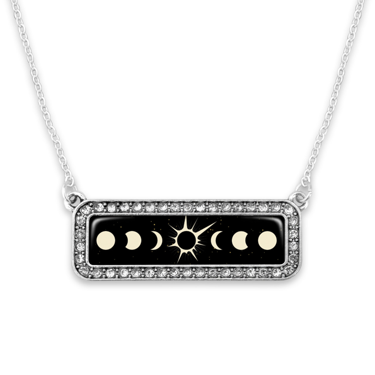 Solar Eclipse Crystal Nameplate Necklace