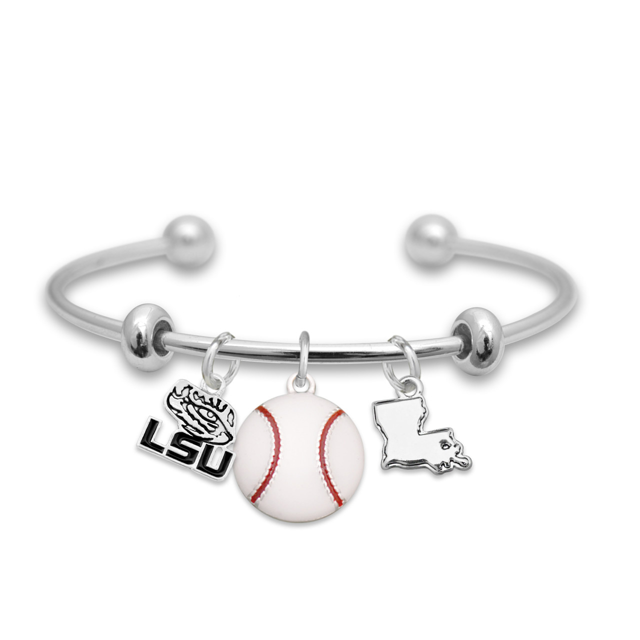 Louisiana State Tigers Baseball Triple Charm Bracelet