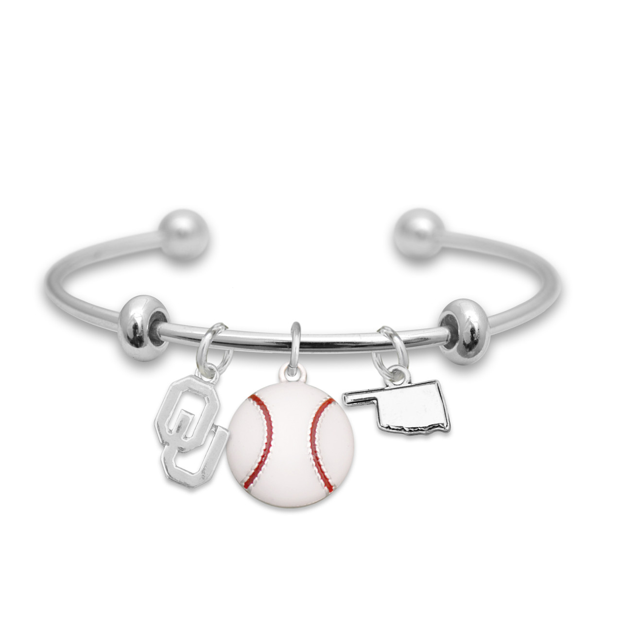 Oklahoma Sooners Baseball Triple Charm Bracelet