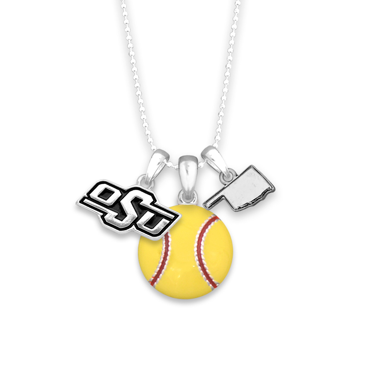 Oklahoma State Cowboys Softball Triple Charm Necklace