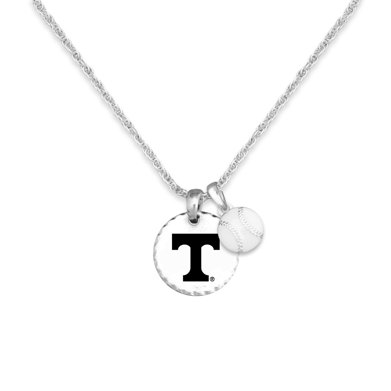 Tennessee Volunteers Baseball Stamped Disk Necklace