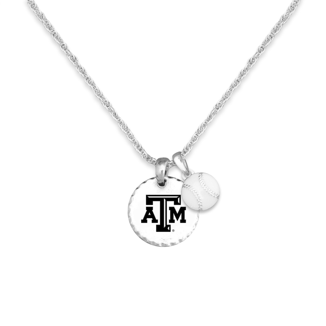 Texas A&M Aggies Baseball Stamped Disk Necklace