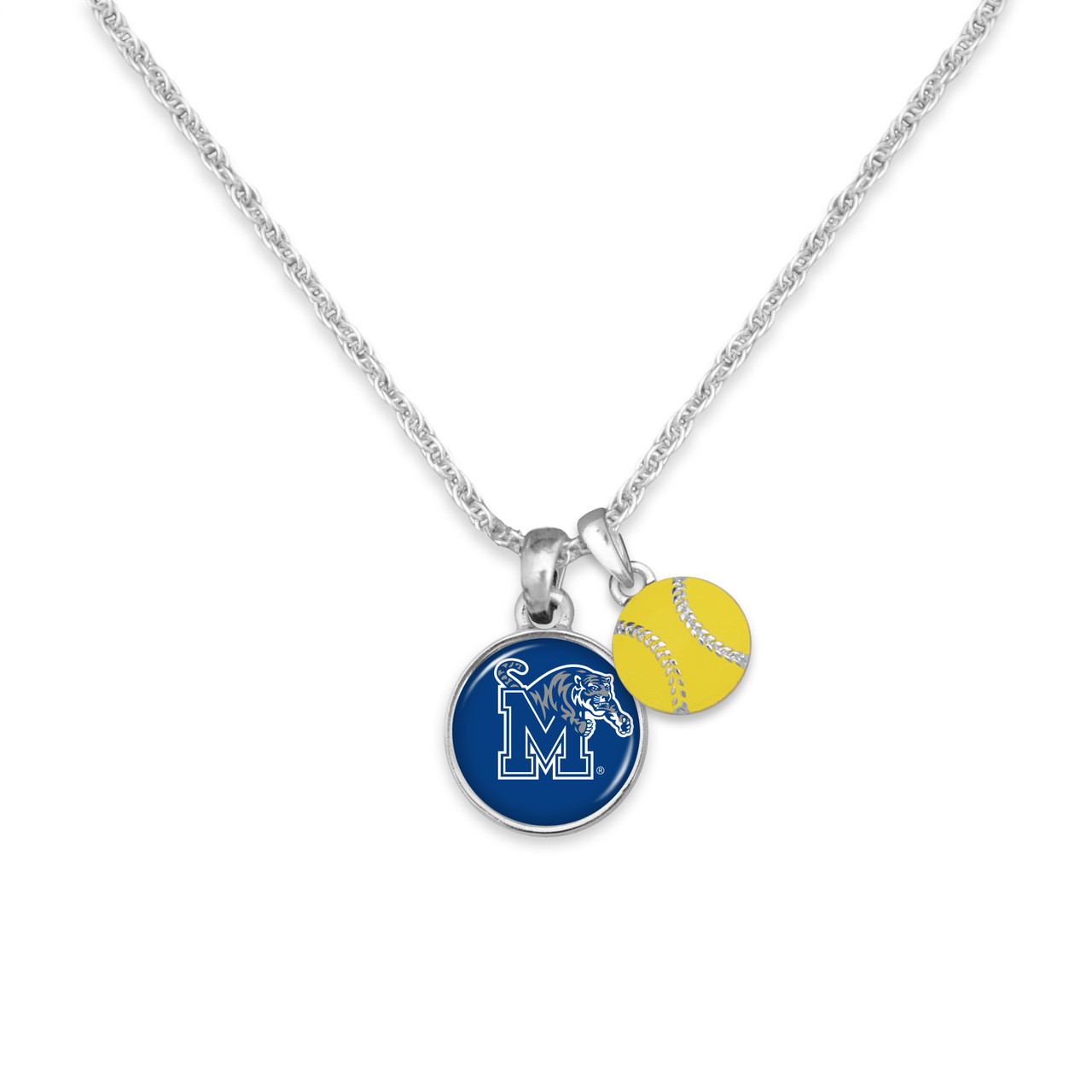 Memphis Tigers Softball Domed Disk Necklace