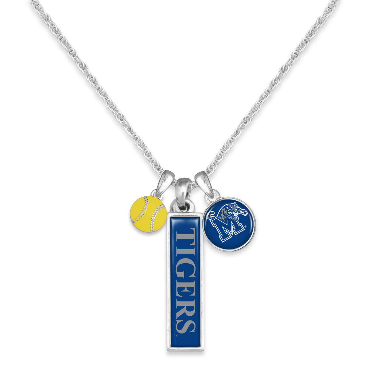 Memphis Tigers Softball Domed Trifecta Necklace