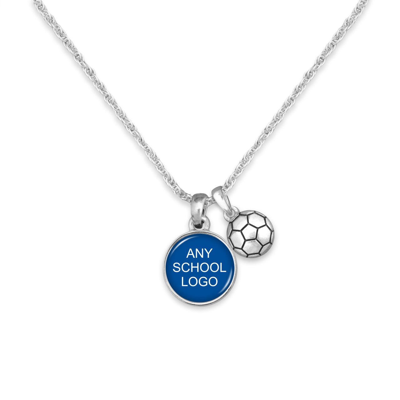 *Choose Your School* Soccer Domed Disk Necklace