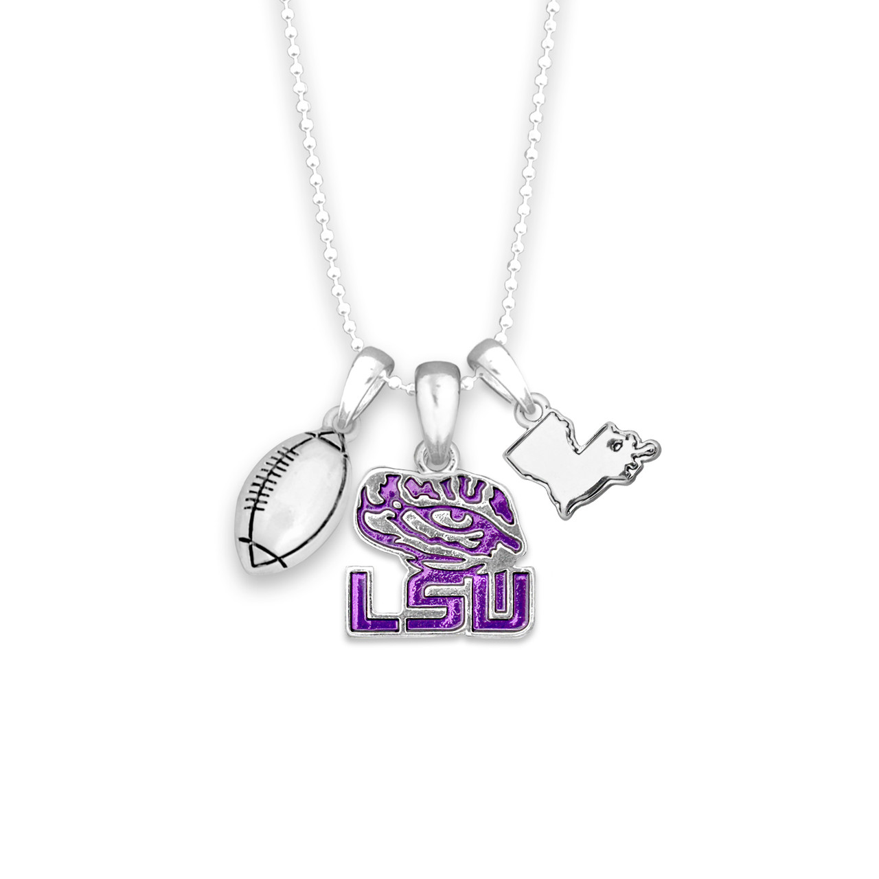 LSU Tigers Team Traditions Football Accent Necklace