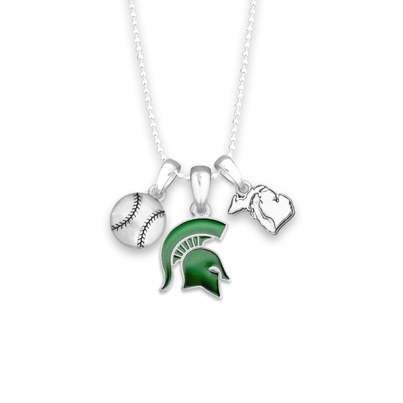 Michigan State Spartans Team Traditions Baseball Accent Necklace