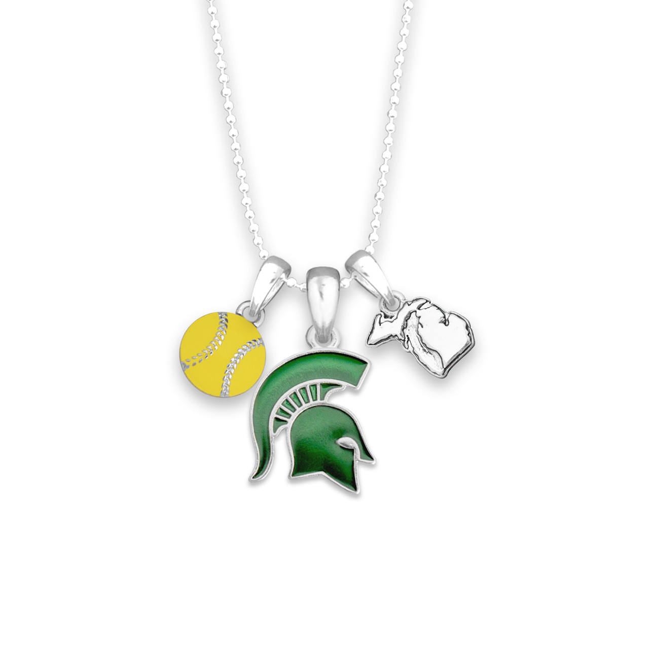 Michigan State Spartans Team Traditions Softball Accent Necklace