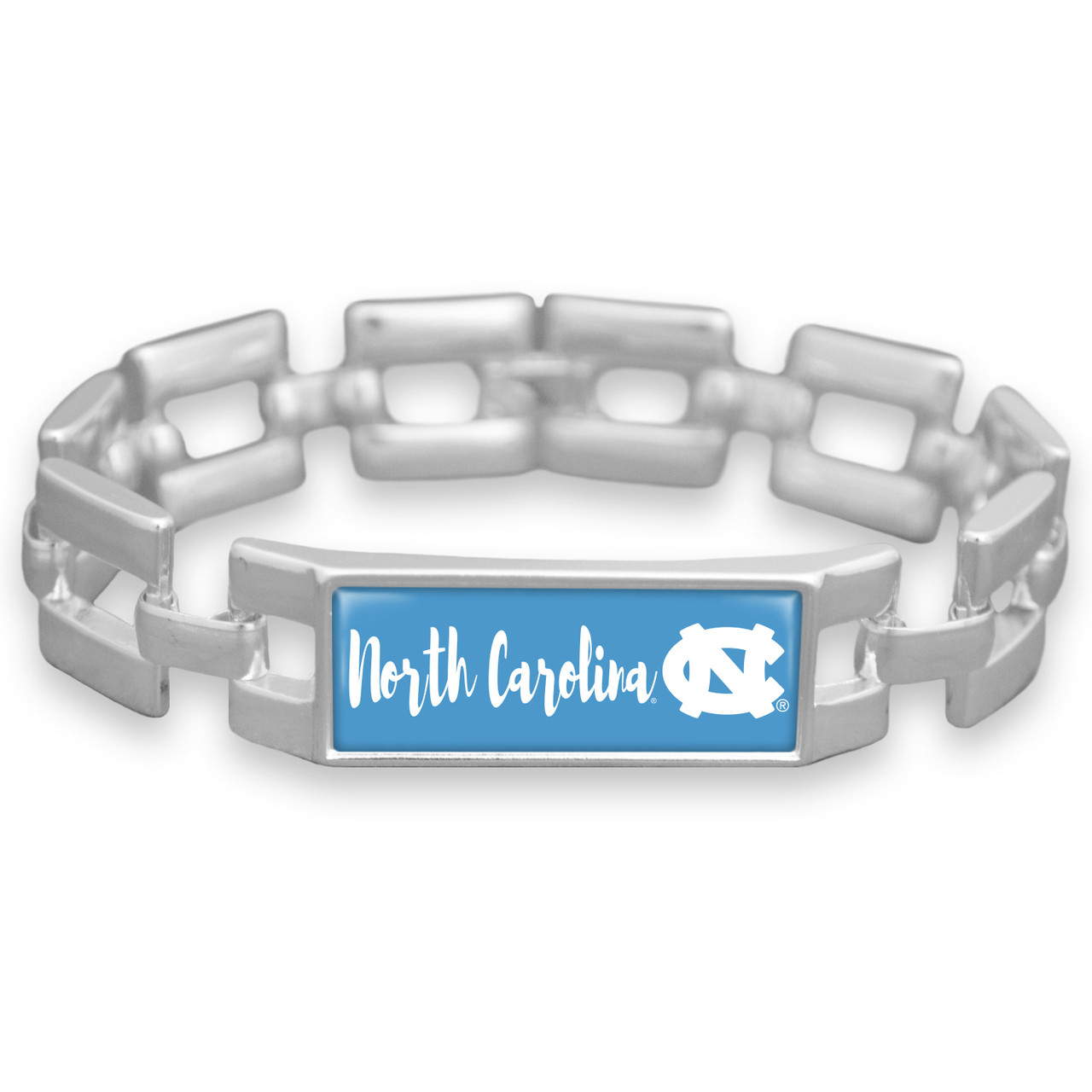 North Carolina Tar Heels Square Link Script Bracelet