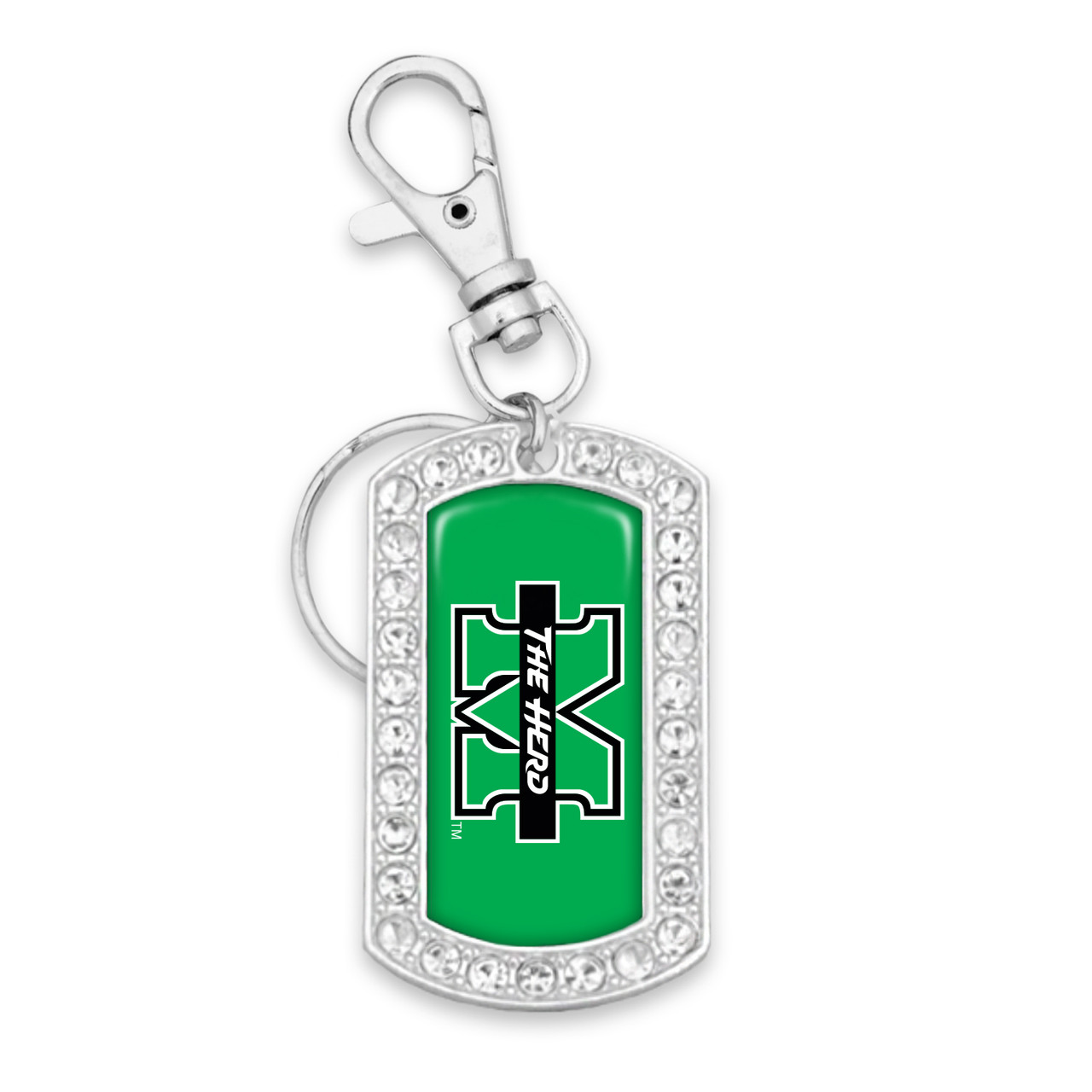 Marshall Thundering Herd Crystal Dogtag Key Chain