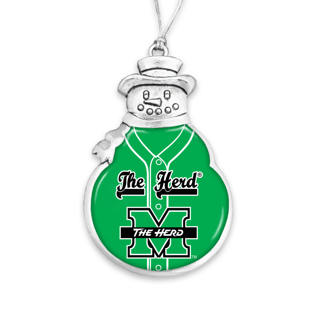Marshall Thundering Herd Baseball Jersey Snowman Ornament