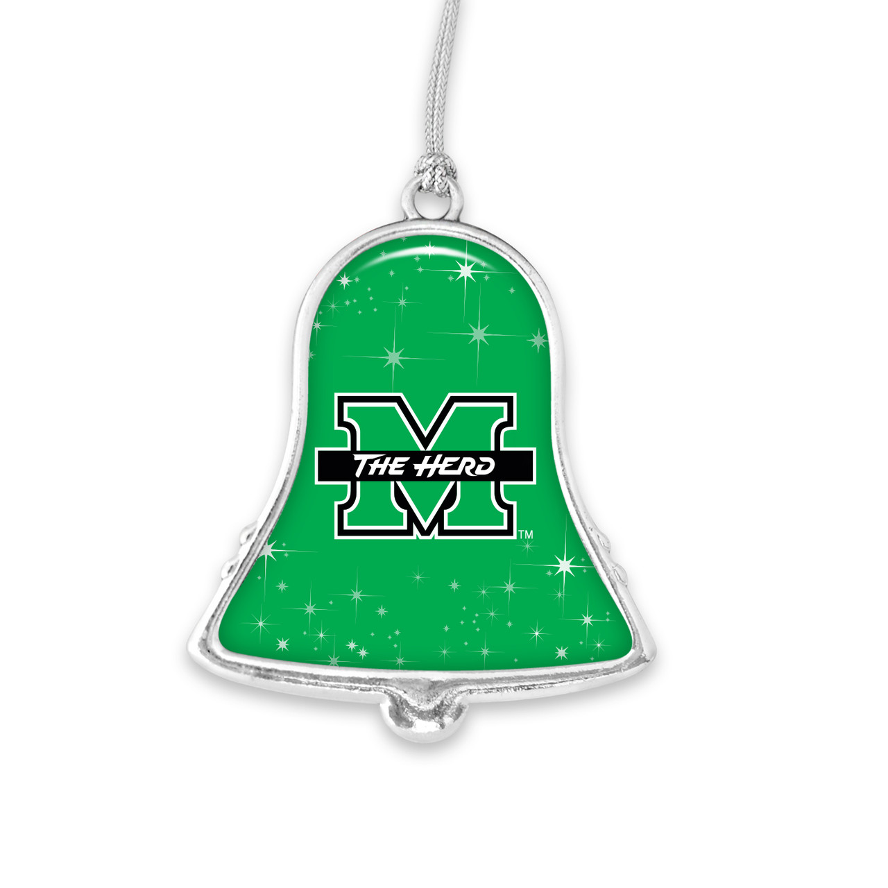 Marshall Thundering Herd Bell with Stars Ornament