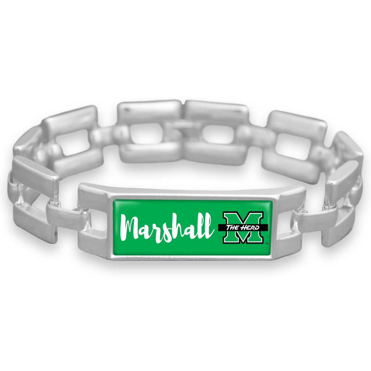 Marshall Thundering Herd Square Link Script Bracelet