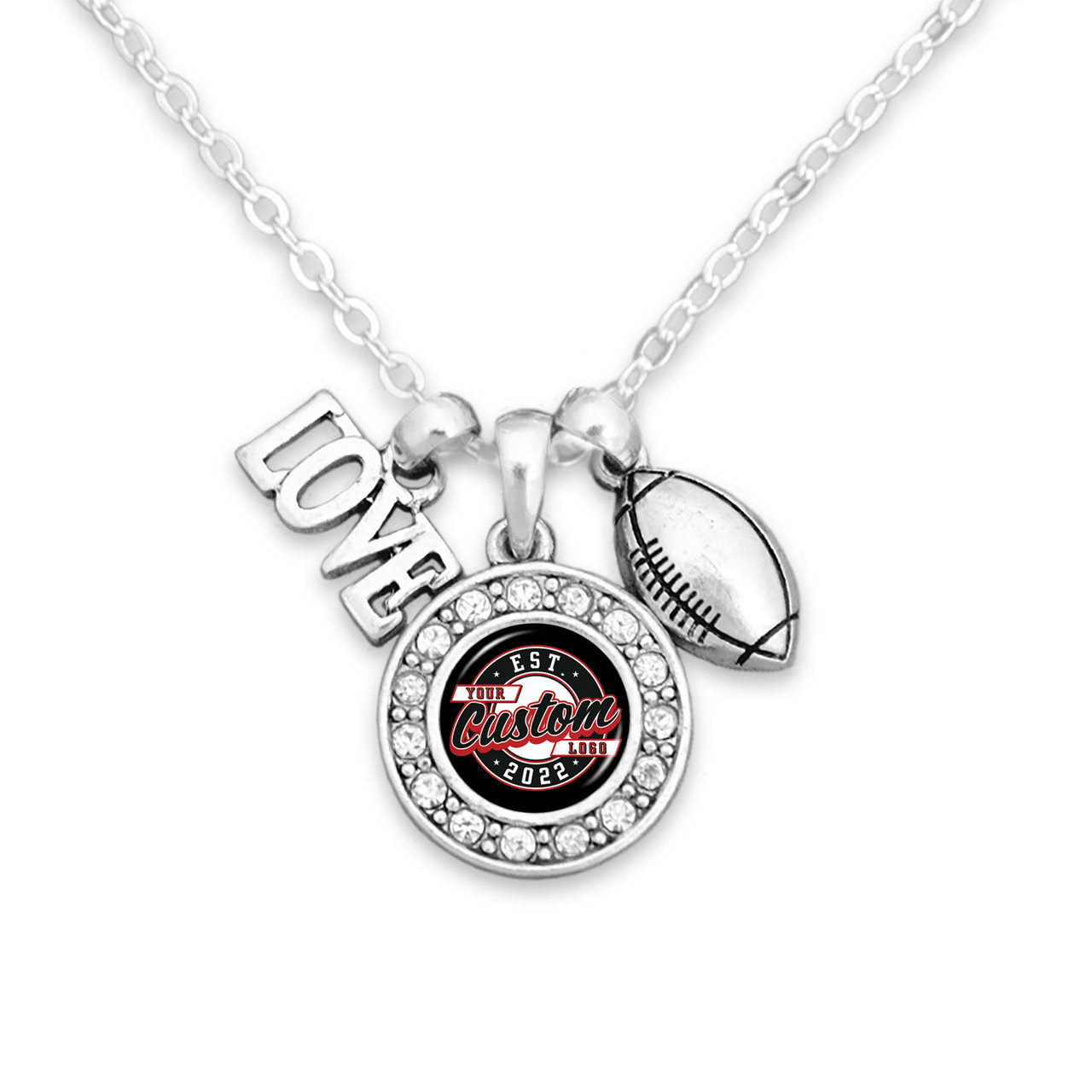 Custom Football, Love and Logo Necklace