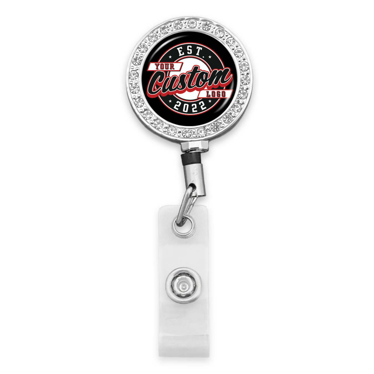 Custom Crystal Belt Clip Badge Reel