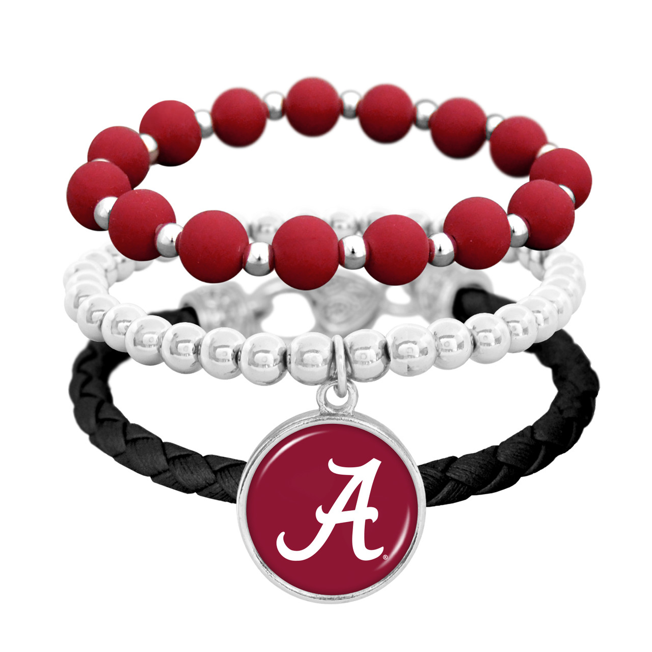 Alabama Crimson Tide Primary Harvey Zoey Bracelet Stack