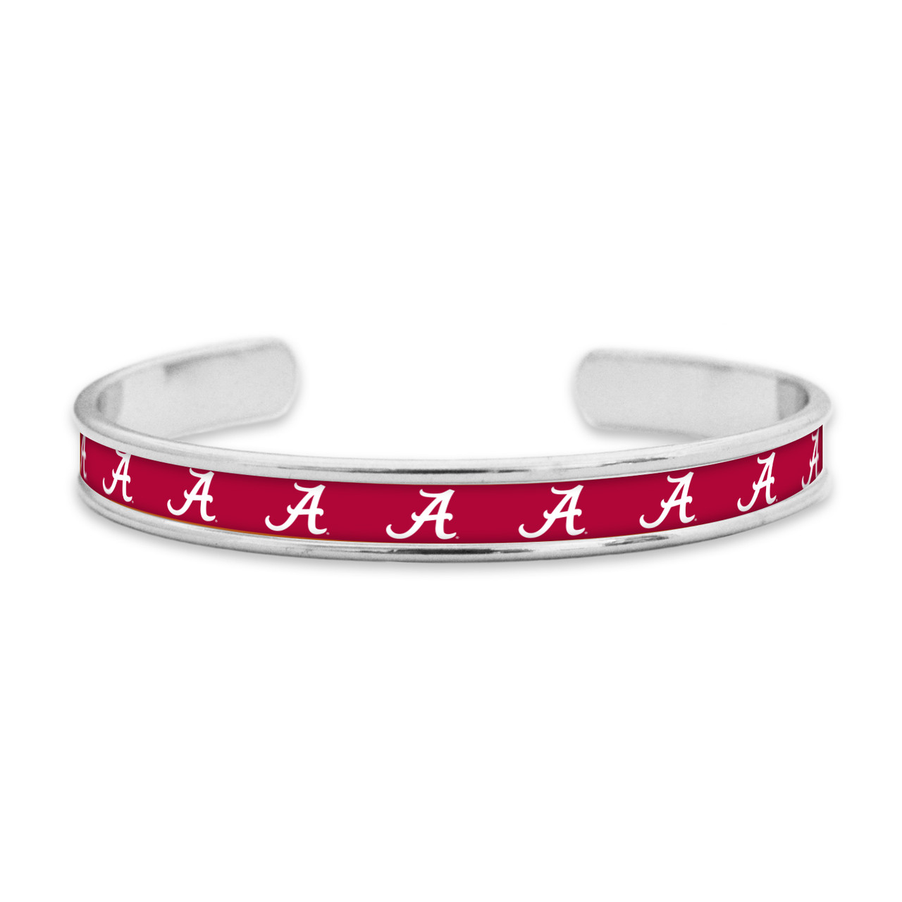 Alabama Crimson Tide Silver Repeat Logo Cuff Bracelet