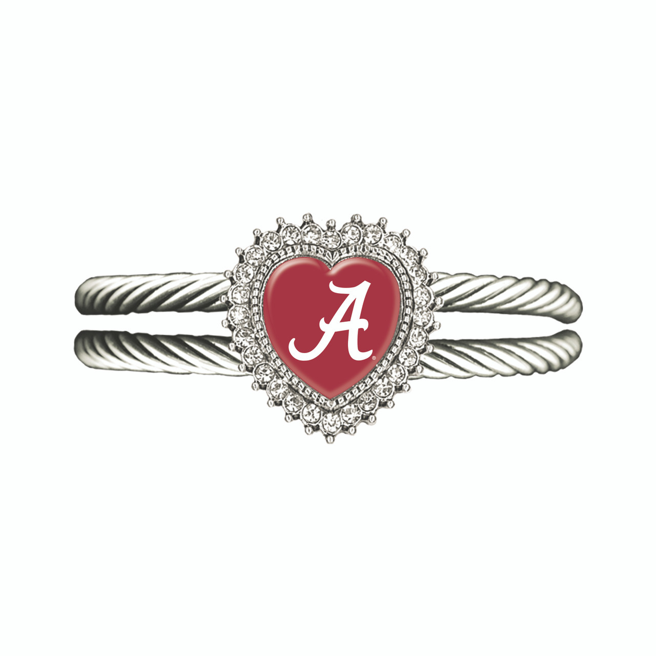 Alabama Crimson Tide Crystal Heart Cuff Bracelet